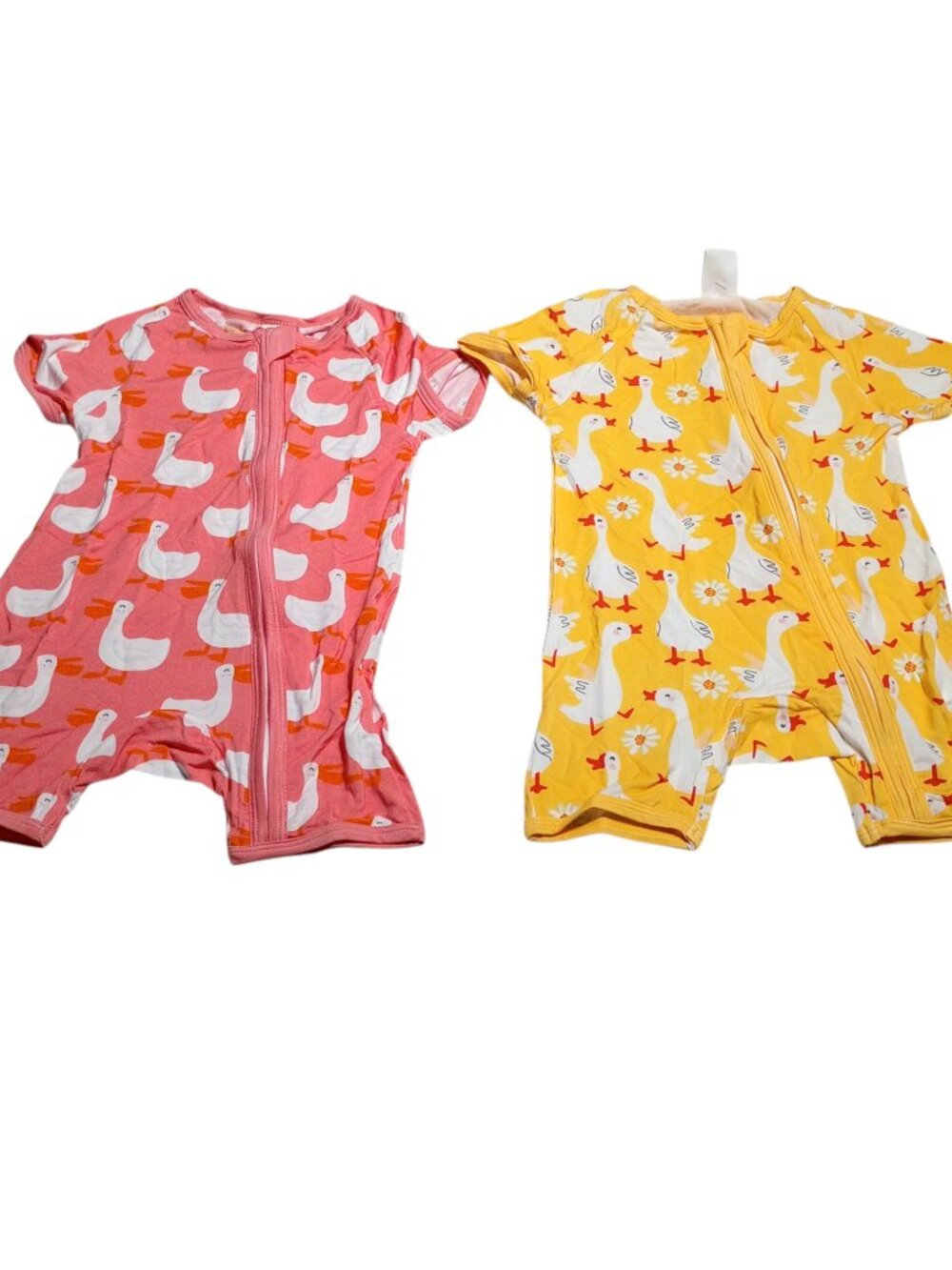PatPat 2-Pack Baby Duck and Daisy Print Bamboo Viscose Zip Rompers Size 6-9 M